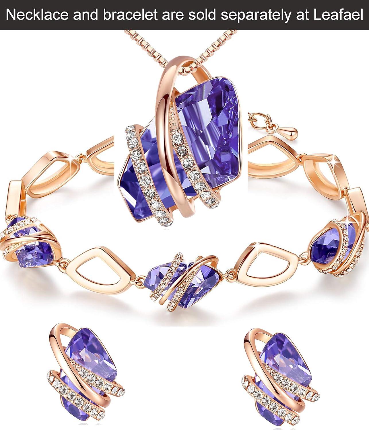 imageLeafael Wish Stone Stud Earrings with Birthstone Crystals 18K Rose Gold Plated or Silvertone02February BirthstoneTanzanite Purple