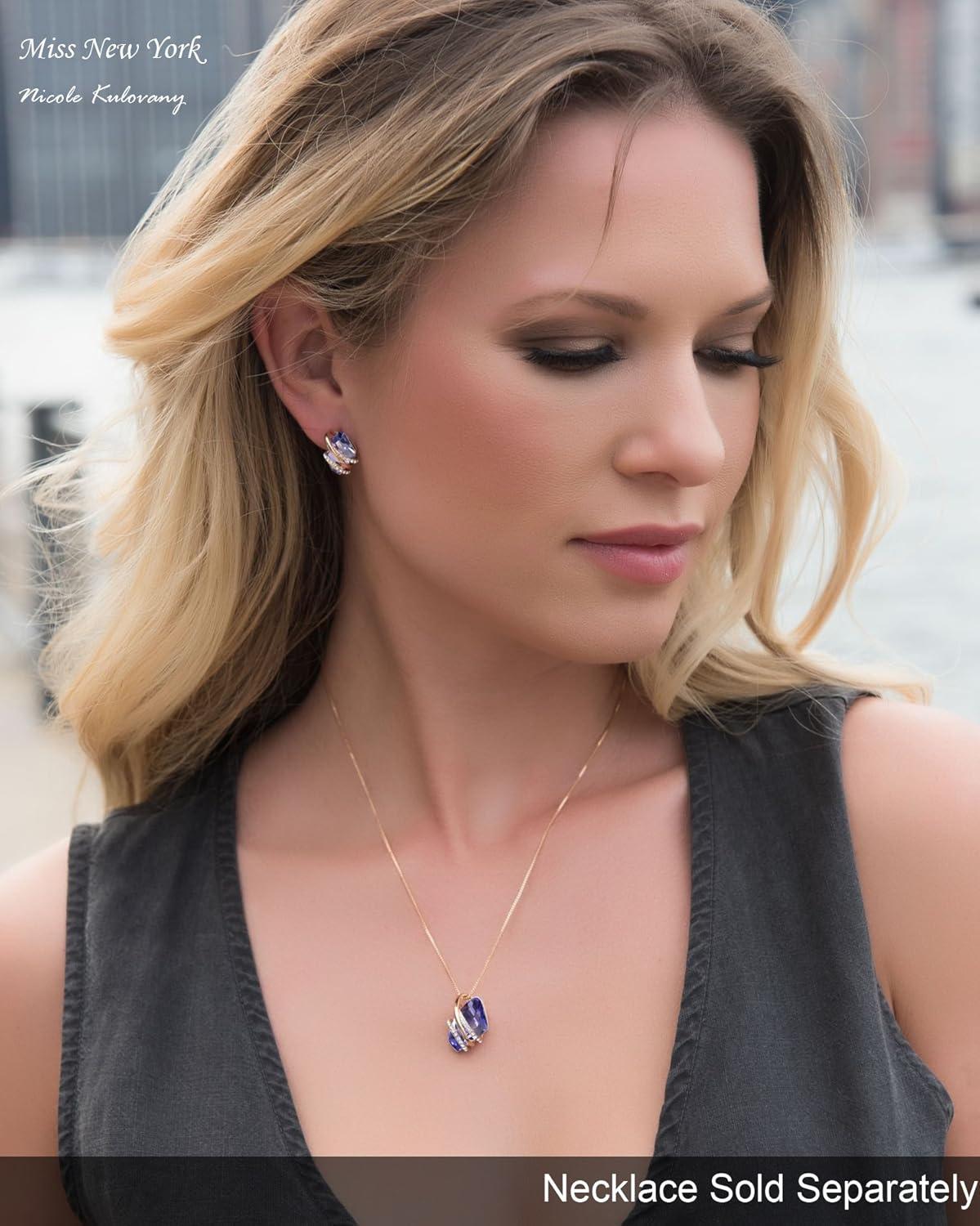 imageLeafael Wish Stone Stud Earrings with Birthstone Crystals 18K Rose Gold Plated or Silvertone02February BirthstoneTanzanite Purple