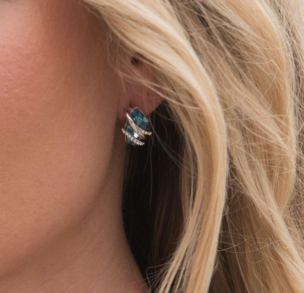 imageLeafael Wish Stone Stud Earrings with Birthstone Crystals 18K Rose Gold Plated or Silvertone03March December BirthstoneAquamarine Blue