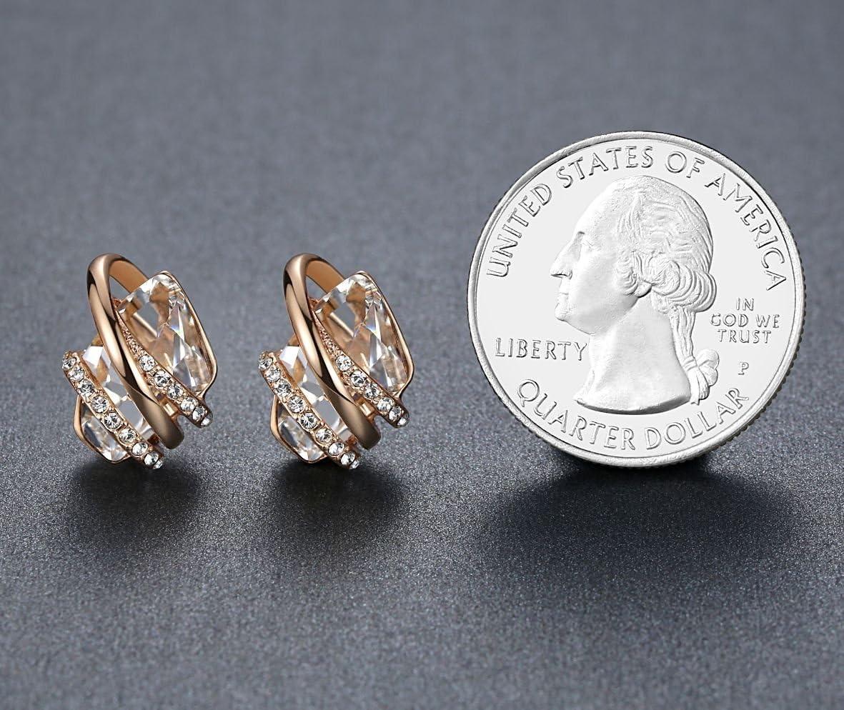 imageLeafael Wish Stone Stud Earrings with Birthstone Crystals 18K Rose Gold Plated or Silvertone04April BirthstoneClear White