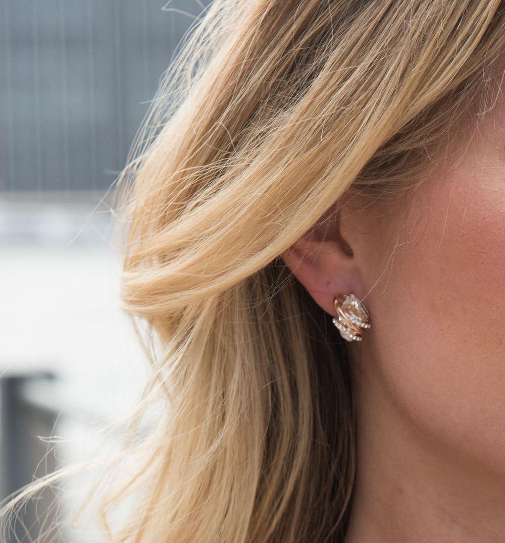 imageLeafael Wish Stone Stud Earrings with Birthstone Crystals 18K Rose Gold Plated or Silvertone04April BirthstoneClear White