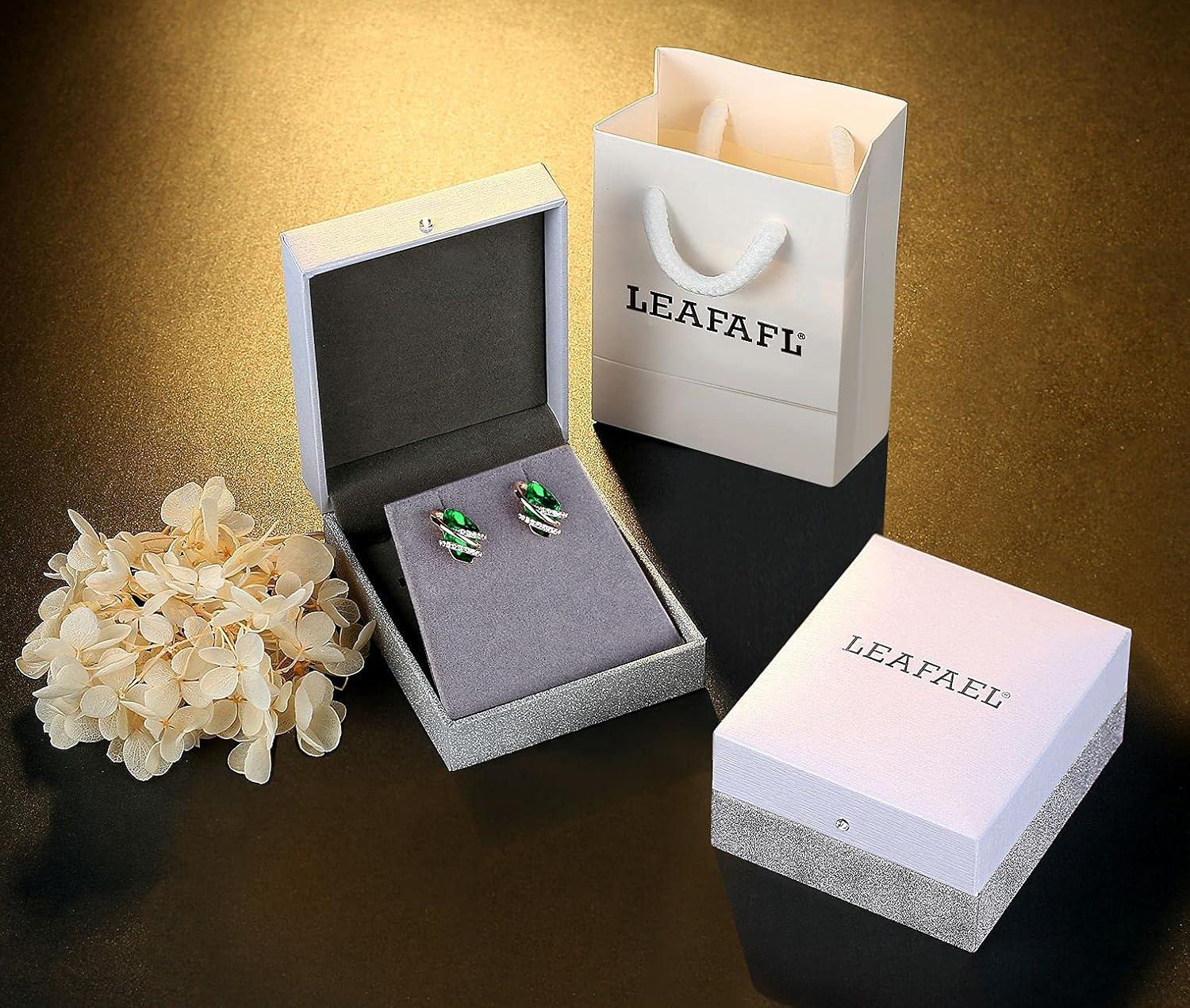 imageLeafael Wish Stone Stud Earrings with Birthstone Crystals 18K Rose Gold Plated or Silvertone05May BirthstoneEmerald Green