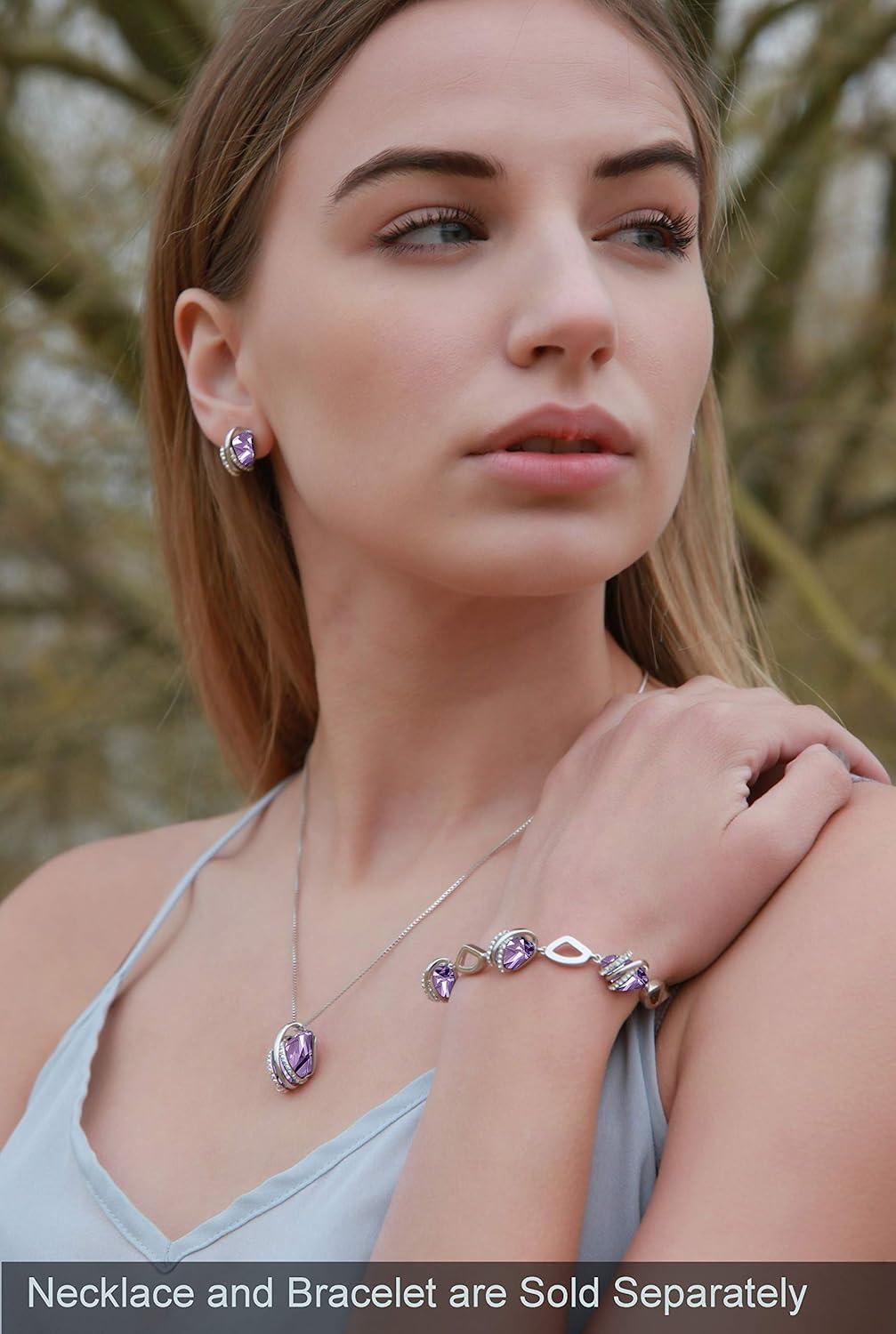 imageLeafael Wish Stone Stud Earrings with Birthstone Crystals 18K Rose Gold Plated or Silvertone06June BirthstoneAlexandrite Light Purple