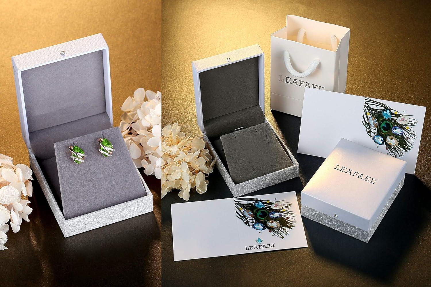 imageLeafael Wish Stone Stud Earrings with Birthstone Crystals 18K Rose Gold Plated or Silvertone08August BirthstonePeridot Green