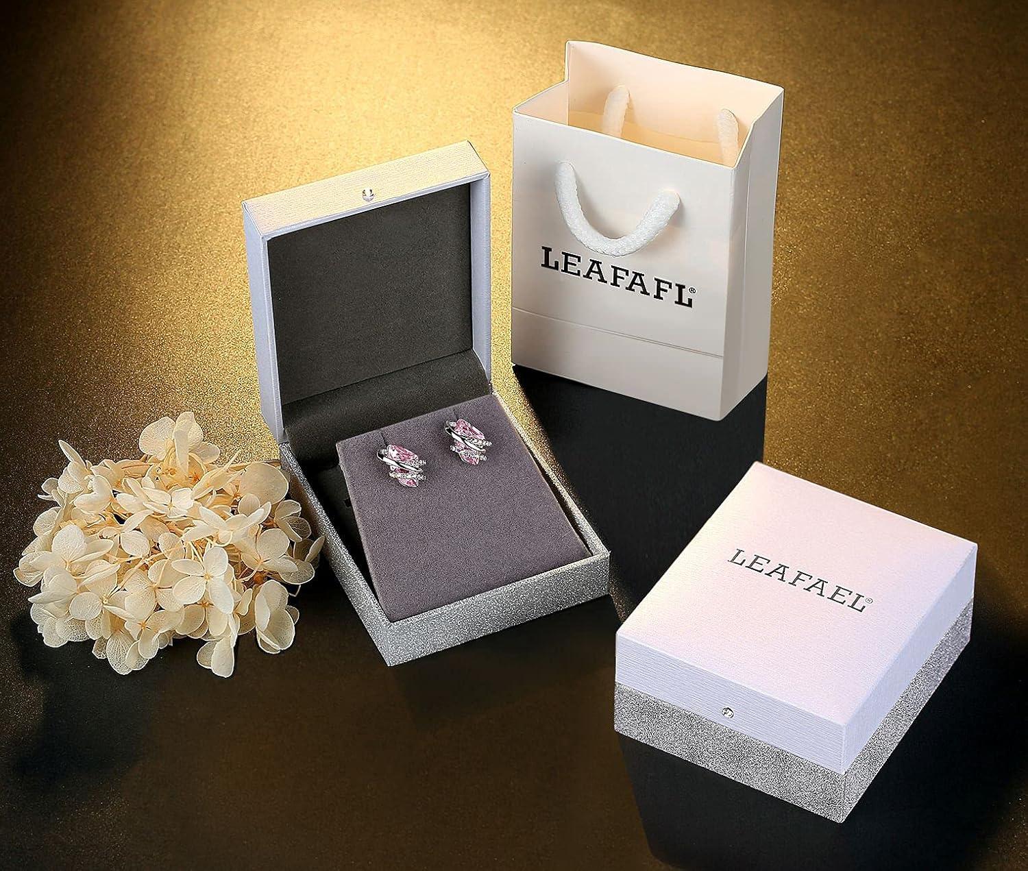 imageLeafael Wish Stone Stud Earrings with Birthstone Crystals 18K Rose Gold Plated or Silvertone10October BirthstoneLight Rosaline Pink