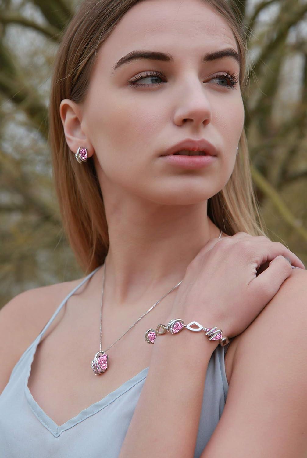 imageLeafael Wish Stone Stud Earrings with Birthstone Crystals 18K Rose Gold Plated or Silvertone10October BirthstoneLight Rosaline Pink