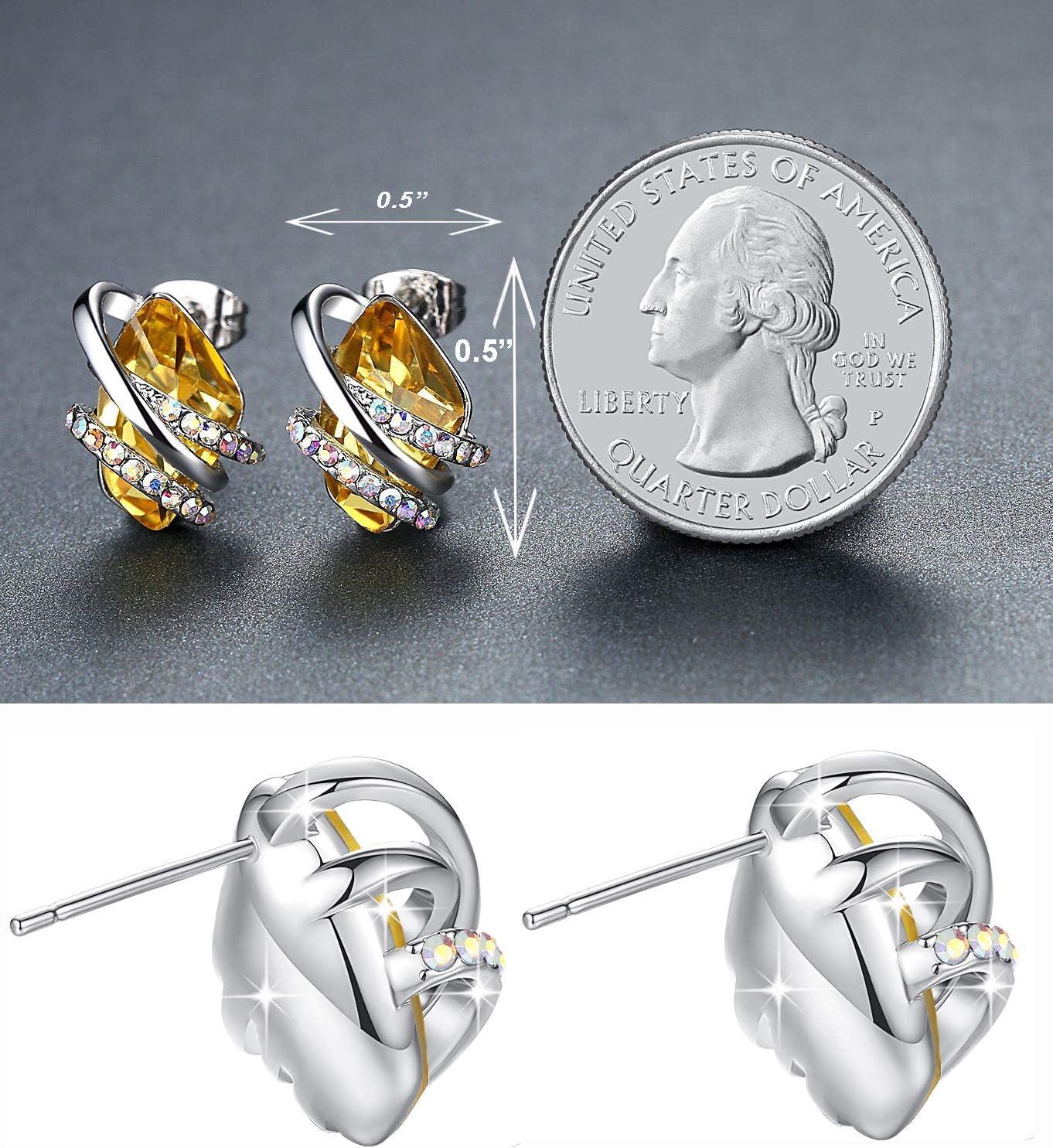 imageLeafael Wish Stone Stud Earrings with Birthstone Crystals 18K Rose Gold Plated or Silvertone11November BirthstoneCitrine Yellow