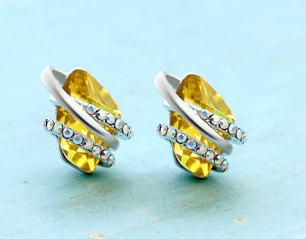 imageLeafael Wish Stone Stud Earrings with Birthstone Crystals 18K Rose Gold Plated or Silvertone11November BirthstoneCitrine Yellow