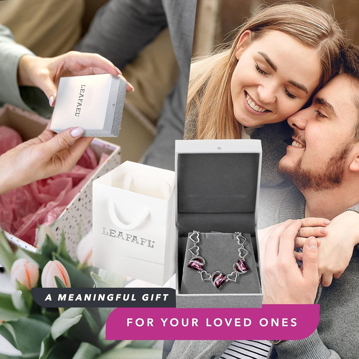 imageLeafael Infinity Love Heart Link Bracelets Birthstone or Healing Stone Crystal Bracelet for Women Silver Tone Jewelry Gifts for Her 7inch Chain and 2inch Extender02aFebruaryAmethyst Dark Pink