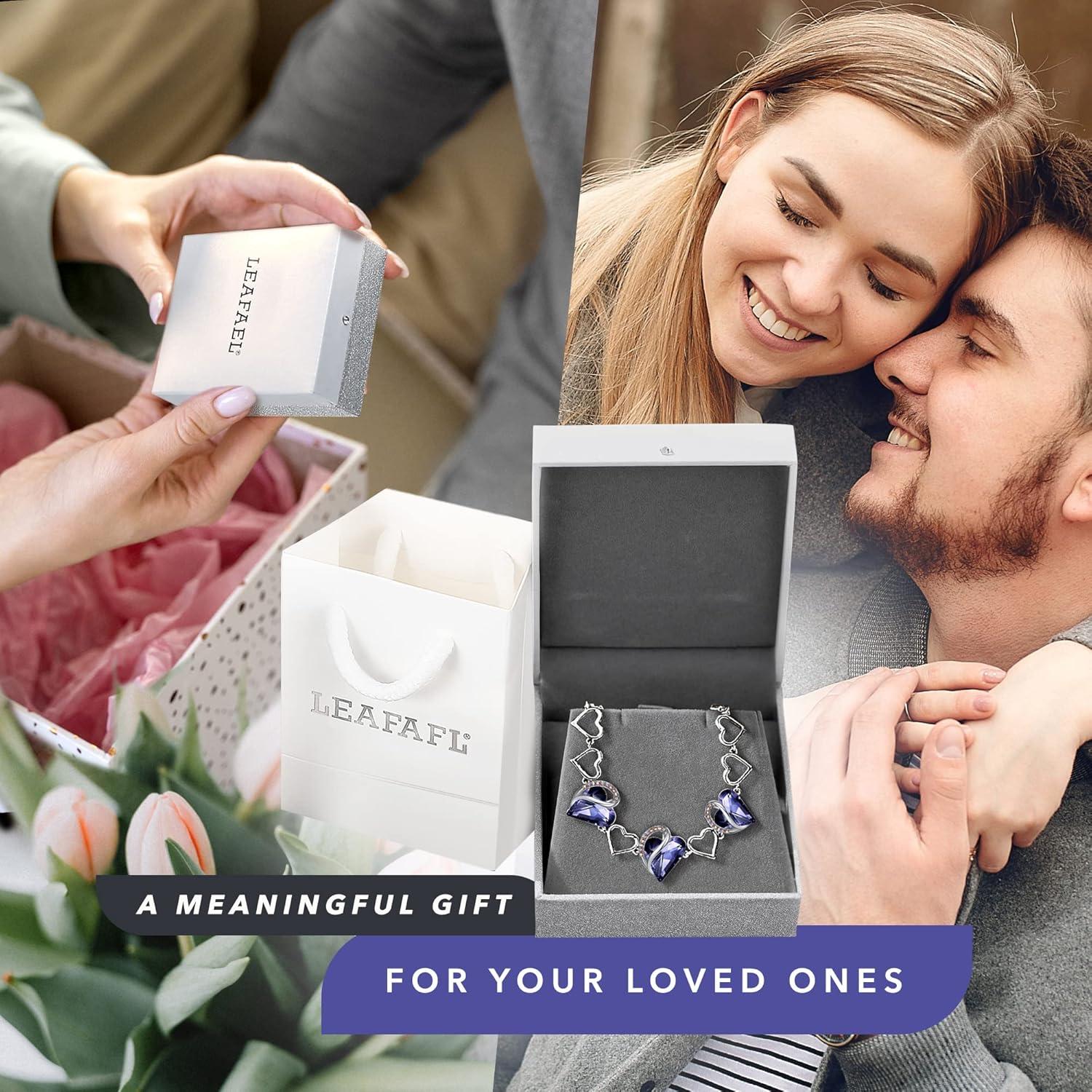 imageLeafael Infinity Love Heart Link Bracelets Birthstone or Healing Stone Crystal Bracelet for Women Silver Tone Jewelry Gifts for Her 7inch Chain and 2inch Extender02bFebruaryTanzanite Purple