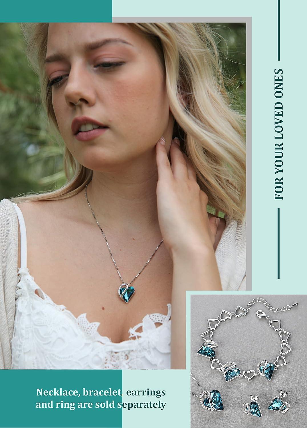 imageLeafael Infinity Love Womens Adjustable Crystal Heart Ring with Birthstone Crystals Healing Stones Jewelry Gifts for Women Birthdays Valentines Day Mothers Day SilverTone Open End Size 65809cDecemberRelaxationIndicolite Zircon Blue