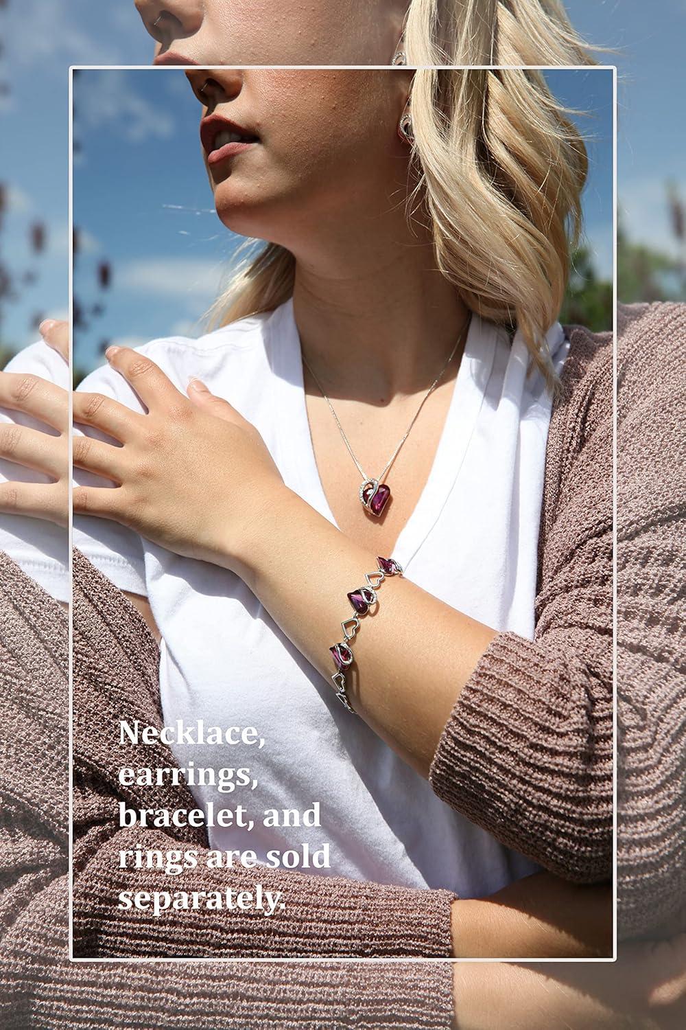 imageLeafael Infinity Love Womens Adjustable Crystal Heart Ring with Birthstone Crystals Healing Stones Jewelry Gifts for Women Birthdays Valentines Day Mothers Day SilverTone Open End Size 65802FebruaryInspirationAmethyst Pink