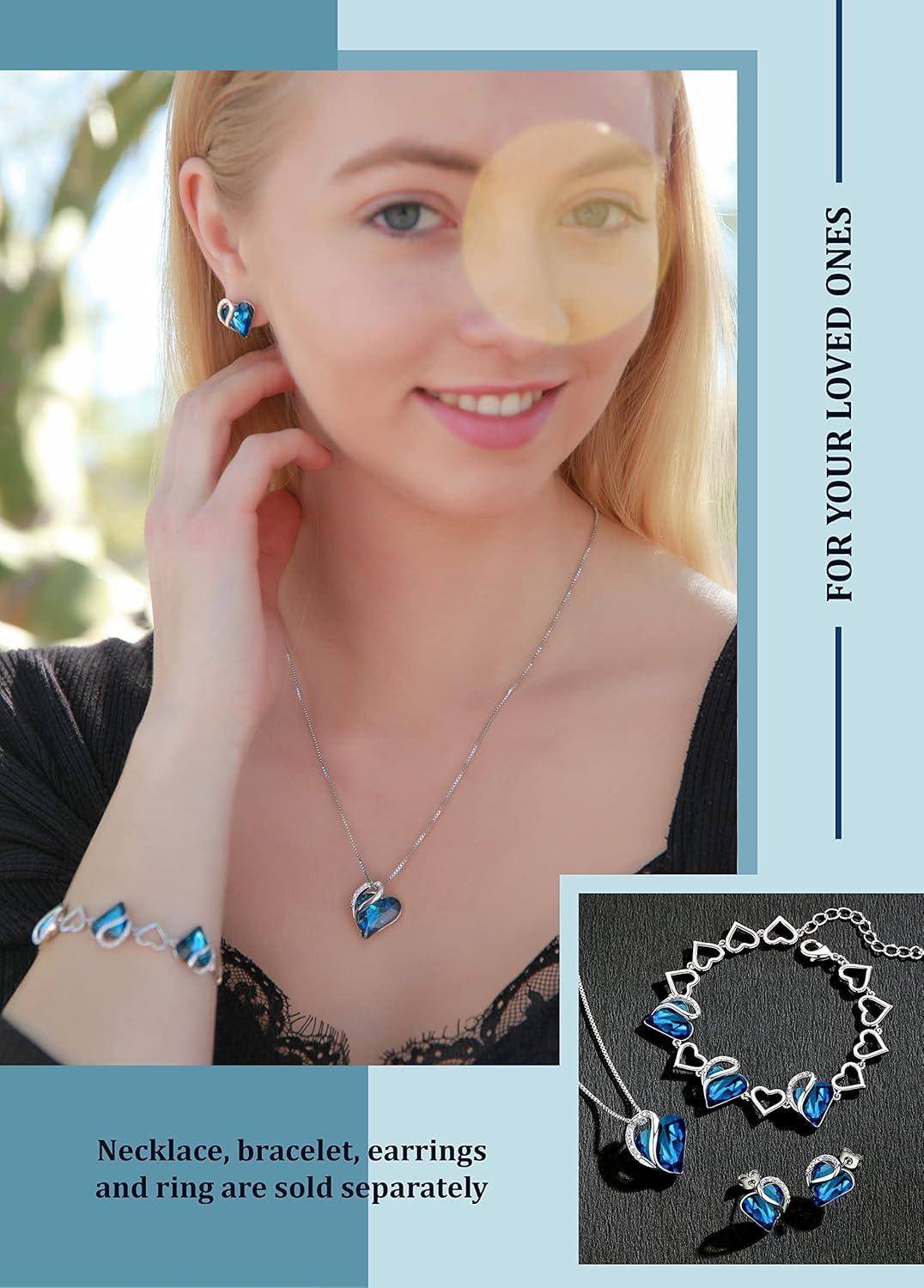 imageLeafael Infinity Love Womens Adjustable Crystal Heart Ring with Birthstone Crystals Healing Stones Jewelry Gifts for Women Birthdays Valentines Day Mothers Day SilverTone Open End Size 65810aSeptemberImaginationBermuda Blue