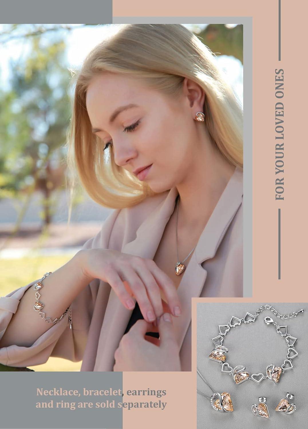 imageLeafael Infinity Love Womens Adjustable Crystal Heart Ring with Birthstone Crystals Healing Stones Jewelry Gifts for Women Birthdays Valentines Day Mothers Day SilverTone Open End Size 65816cNovemberCreativityCalcite Orange