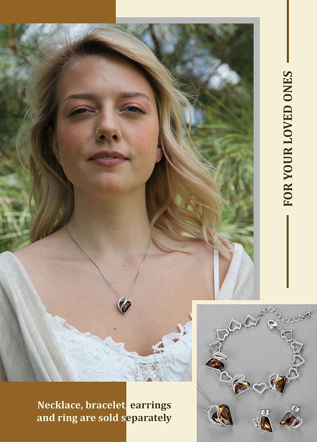 imageLeafael Infinity Love Womens Adjustable Crystal Heart Ring with Birthstone Crystals Healing Stones Jewelry Gifts for Women Birthdays Valentines Day Mothers Day SilverTone Open End Size 65816eNovemberStress ReliefDark Topaz Brown