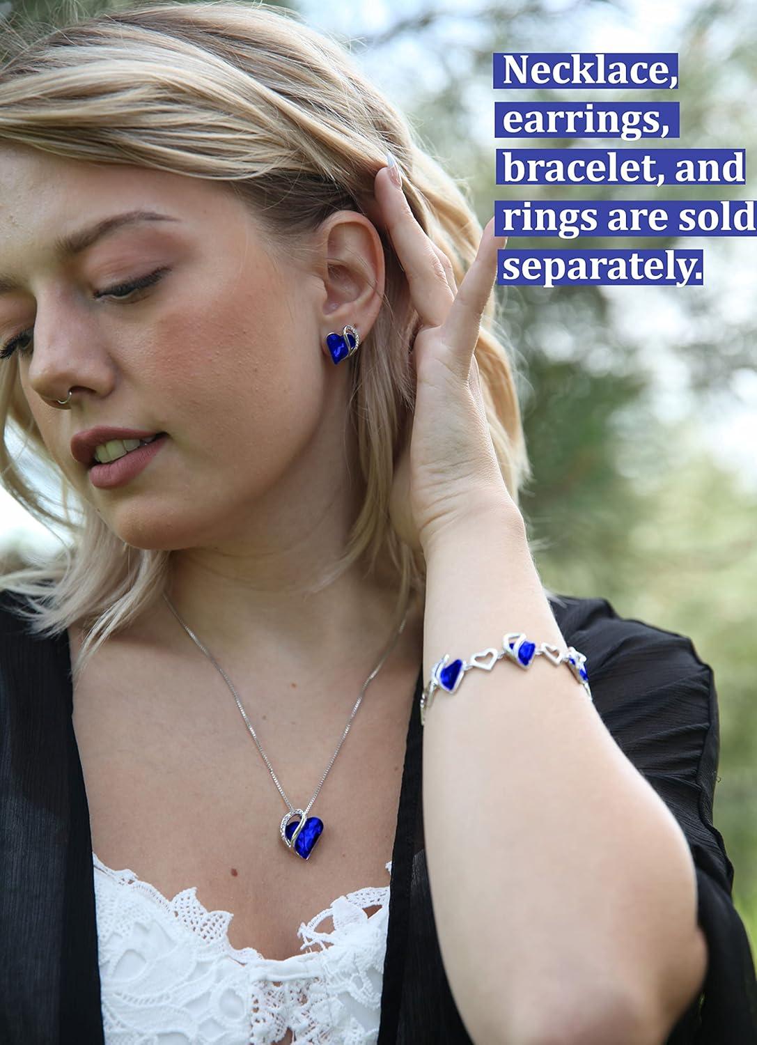 imageLeafael Infinity Love Womens Adjustable Crystal Heart Ring with Birthstone Crystals Healing Stones Jewelry Gifts for Women Birthdays Valentines Day Mothers Day SilverTone Open End Size 65810cSeptemberWisdomSapphire Blue