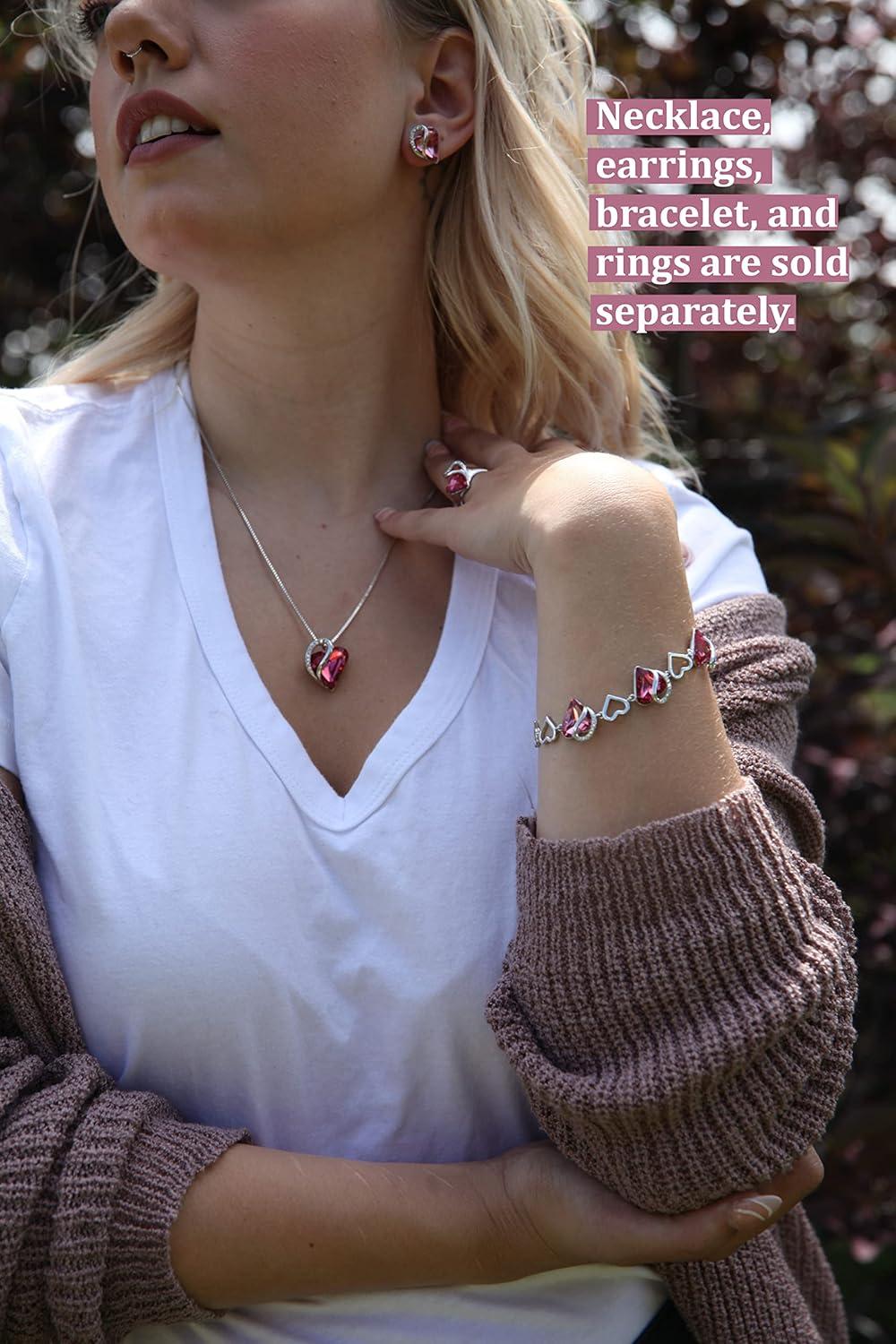 imageLeafael Infinity Love Womens Adjustable Crystal Heart Ring with Birthstone Crystals Healing Stones Jewelry Gifts for Women Birthdays Valentines Day Mothers Day SilverTone Open End Size 65803aOctoberCompassionTourmaline Pink