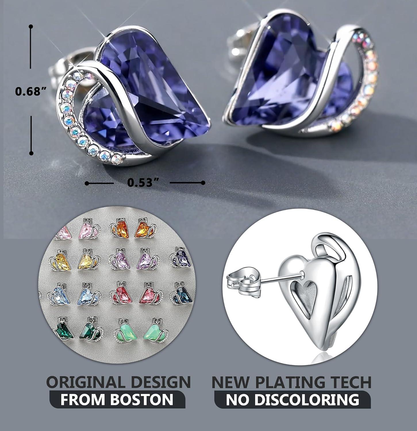 imageLeafael Infinity love Heart Birthstone Stud Earrings for Women Valentines Day Gifts for Mom Wife and Her Silver Plated Birthday Jewelry02bFebruaryTanzanite Purple