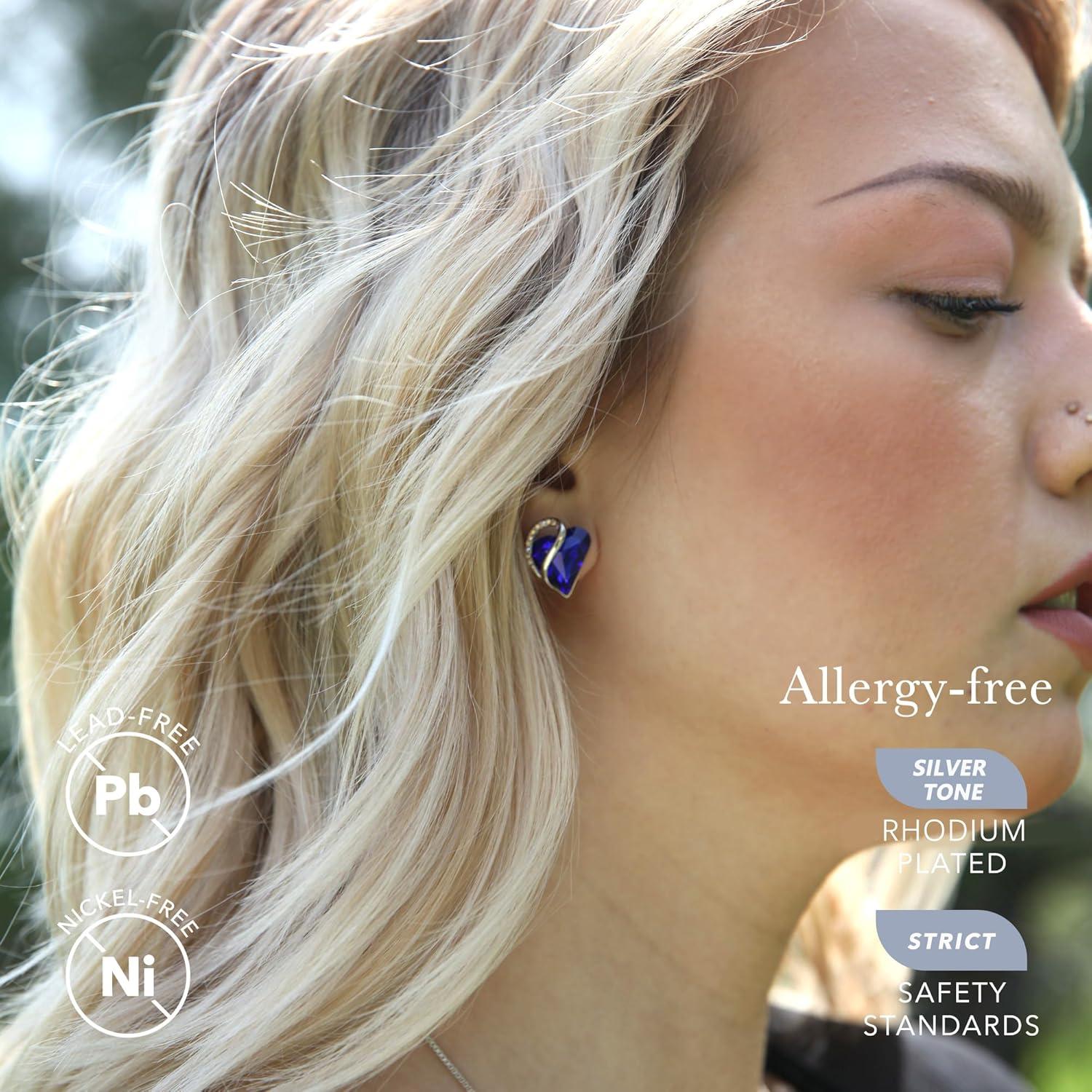 imageLeafael Infinity love Heart Birthstone Stud Earrings for Women Valentines Day Gifts for Mom Wife and Her Silver Plated Birthday Jewelry09bSeptemberHealing Stone for WisdomCobalt Blue