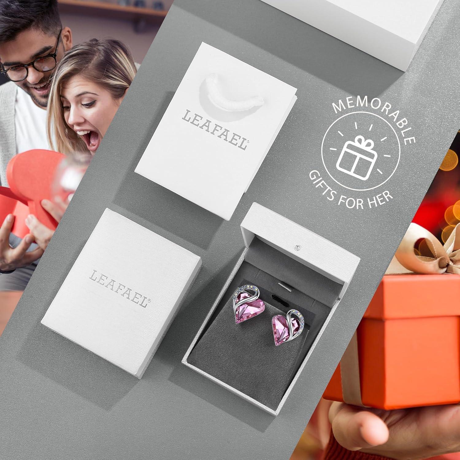 imageLeafael Infinity love Heart Birthstone Stud Earrings for Women Valentines Day Gifts for Mom Wife and Her Silver Plated Birthday Jewelry10bOctoberHealing Stone for LoveRose Quartz Pink