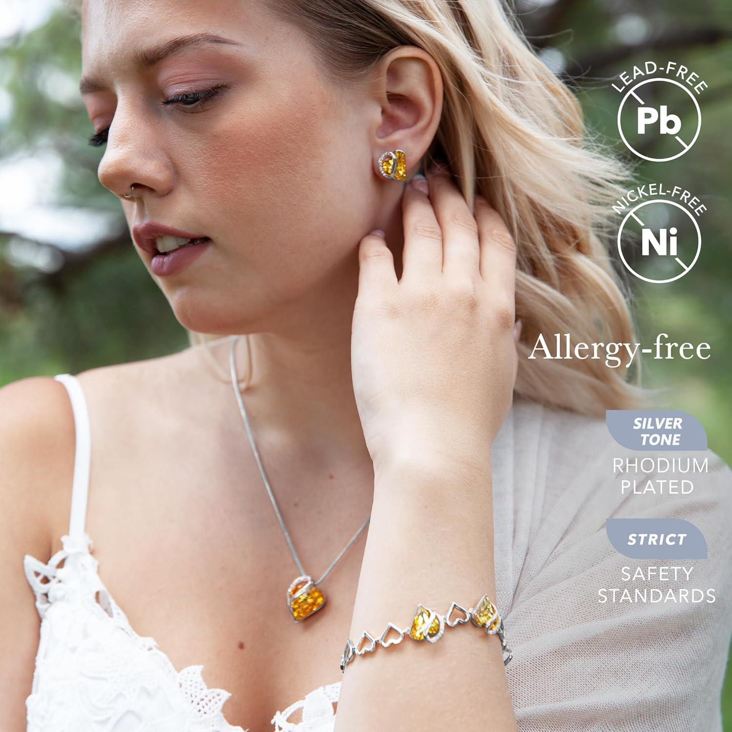 imageLeafael Infinity love Heart Birthstone Stud Earrings for Women Valentines Day Gifts for Mom Wife and Her Silver Plated Birthday Jewelry11bNovemberHealing Stone for HappinessCitrine Yellow