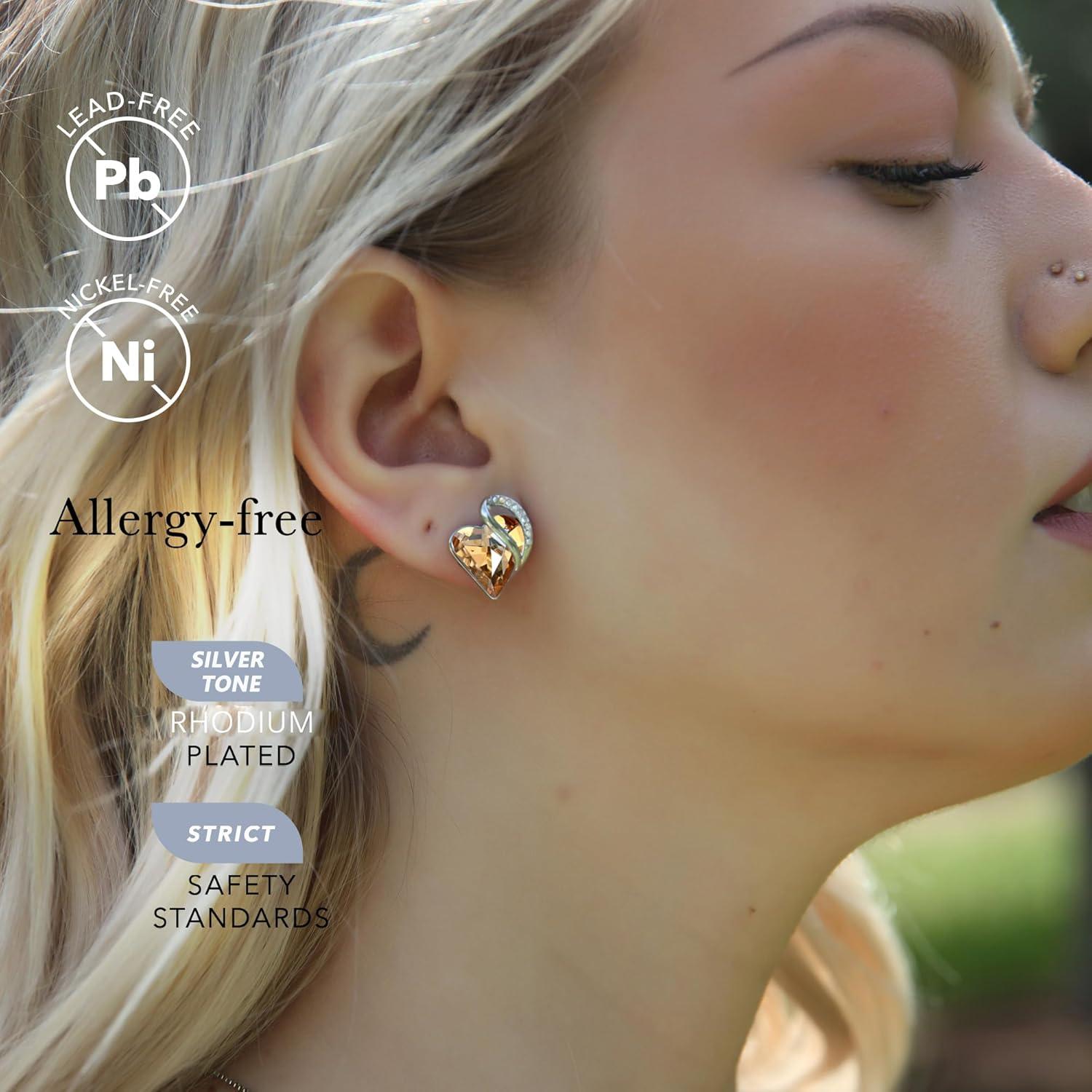 imageLeafael Infinity love Heart Birthstone Stud Earrings for Women Valentines Day Gifts for Mom Wife and Her Silver Plated Birthday Jewelry11cNovemberSilver ToneHealing Stone for PowerYellow Shade
