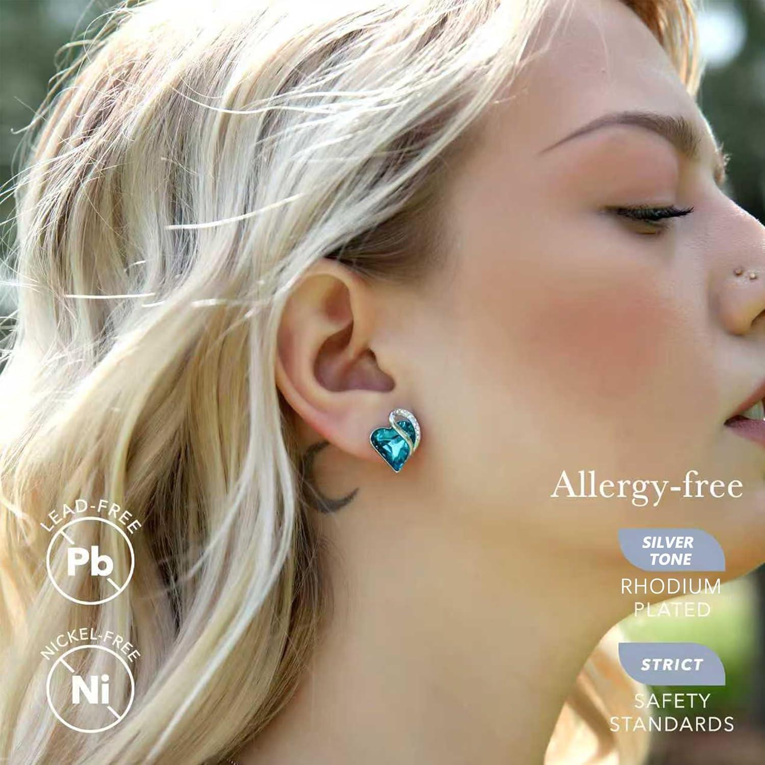 imageLeafael Infinity love Heart Birthstone Stud Earrings for Women Valentines Day Gifts for Mom Wife and Her Silver Plated Birthday Jewelry12bDecemberHealing Stone for RelaxationIndicolite Zircon Blue