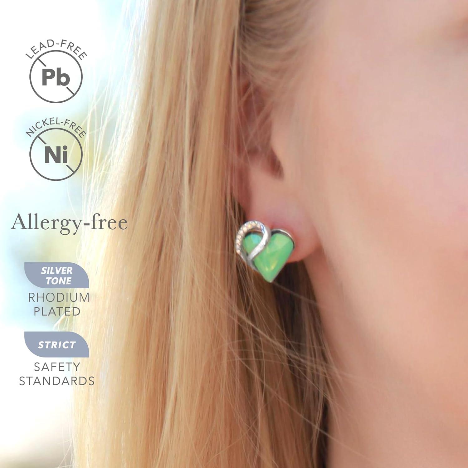 imageLeafael Infinity love Heart Birthstone Stud Earrings for Women Valentines Day Gifts for Mom Wife and Her Silver Plated Birthday Jewelry13Healing Stone for LuckJade Opal Green