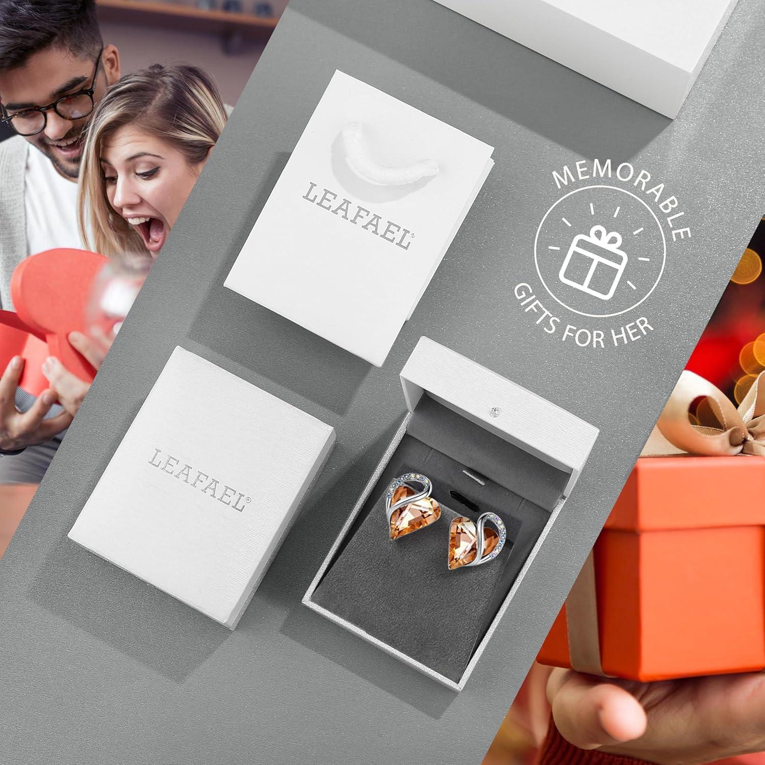 imageLeafael Infinity love Heart Birthstone Stud Earrings for Women Valentines Day Gifts for Mom Wife and Her Silver Plated Birthday Jewelry15Healing Stone for EnergyCarnelian Orange