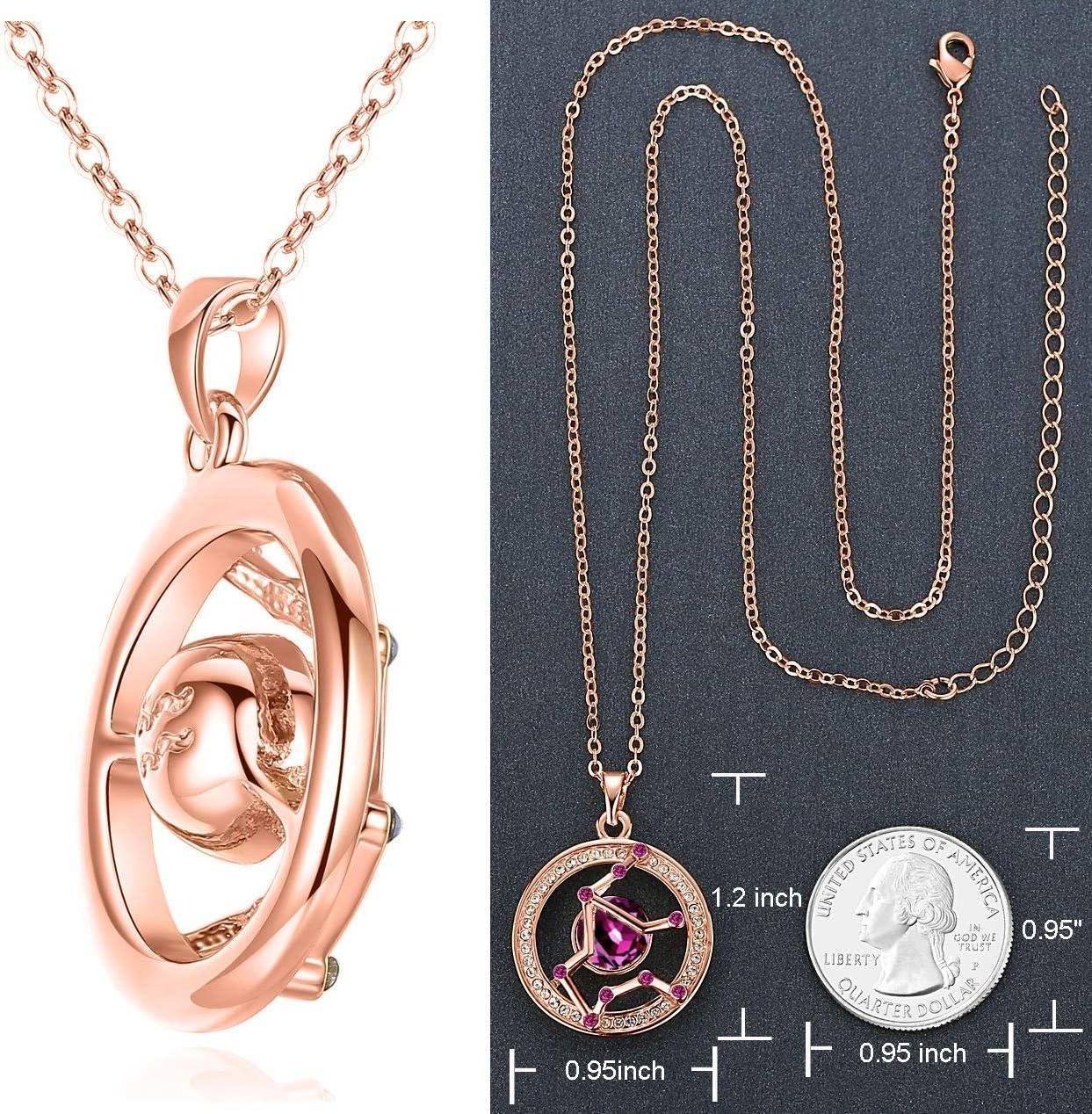 imageLeafael Superstar Zodiac Constellation Pendant Necklace Made with Premium Crystal Horoscope Jewelry Gold or Rose Gold Plated 18 2Aquarius 121219 Special Edition Birthstone Dark Pink