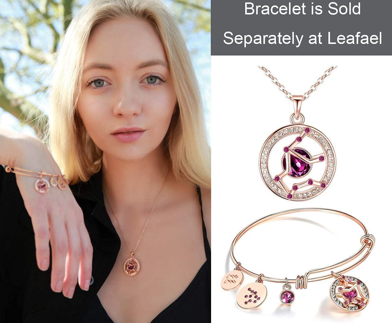imageLeafael Superstar Zodiac Constellation Pendant Necklace Made with Premium Crystal Horoscope Jewelry Gold or Rose Gold Plated 18 2Aquarius 121219 Special Edition Birthstone Dark Pink