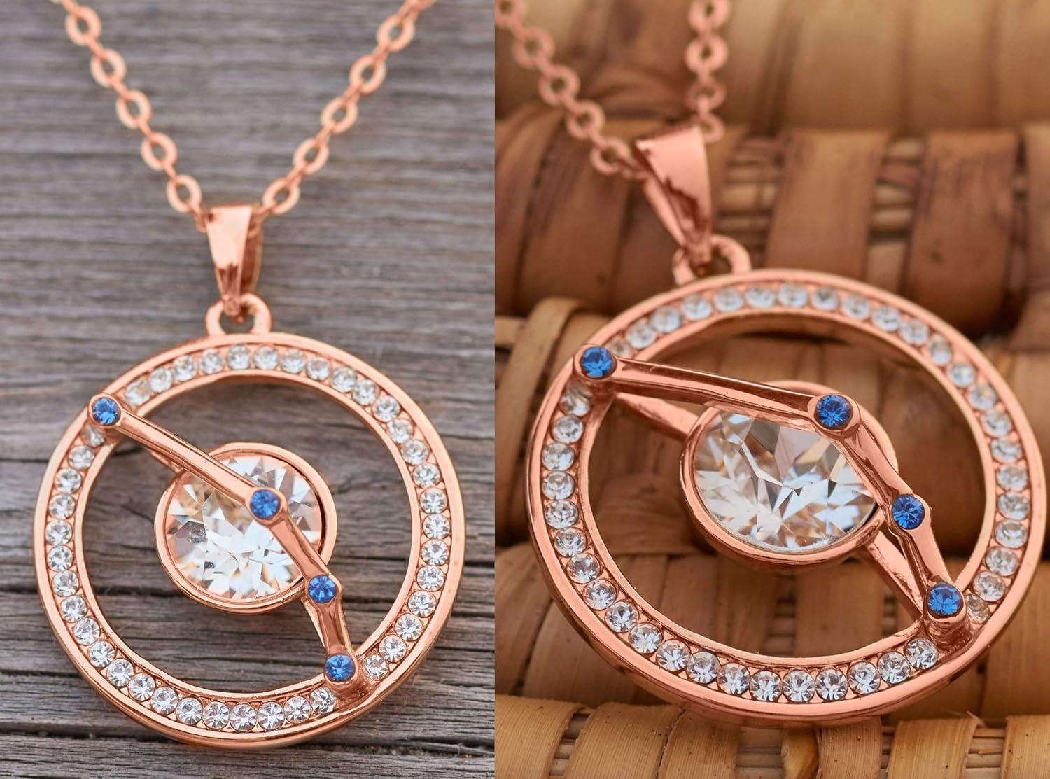 imageLeafael Superstar Zodiac Constellation Pendant Necklace Made with Premium Crystal Horoscope Jewelry Gold or Rose Gold Plated 18 2Aries 321419 Special Edition Birthstone Clear White