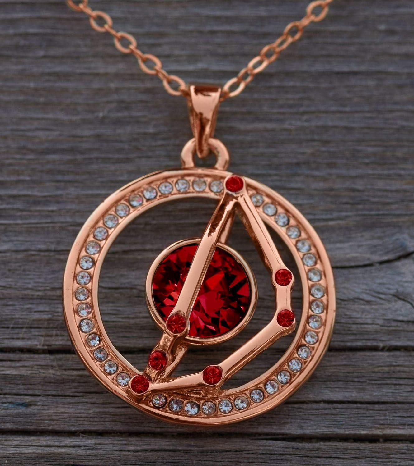 imageLeafael Superstar Zodiac Constellation Pendant Necklace Made with Premium Crystal Horoscope Jewelry Gold or Rose Gold Plated 18 2Capricorn 1221120 Special Edition Birthstone Siam Ruby Red