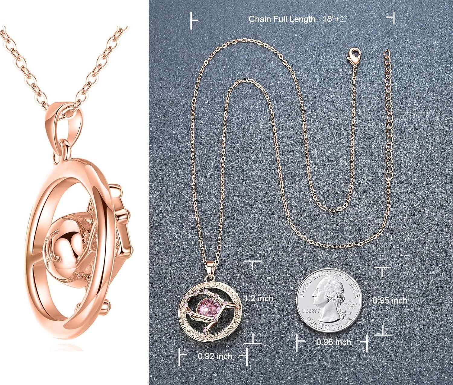 imageLeafael Superstar Zodiac Constellation Pendant Necklace Made with Premium Crystal Horoscope Jewelry Gold or Rose Gold Plated 18 2Gemini521621 Special Edition Birthstone Light Pink
