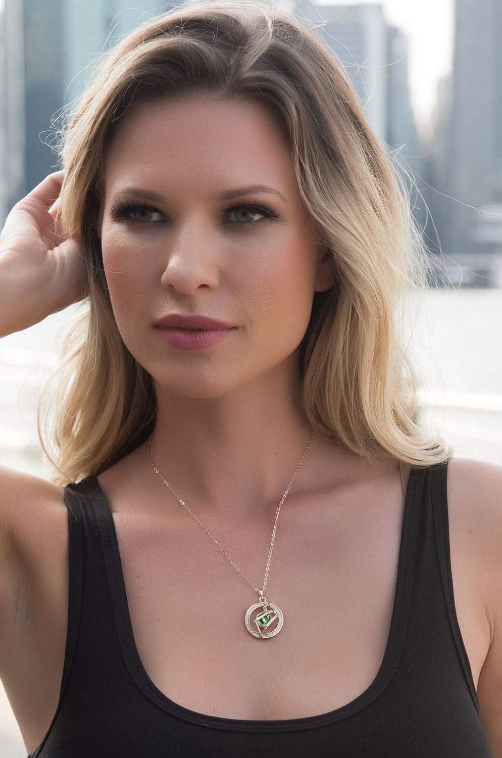imageLeafael Superstar Zodiac Constellation Pendant Necklace Made with Premium Crystal Horoscope Jewelry Gold or Rose Gold Plated 18 2Leo 723822 Special Edition Birthstone Peridot Green