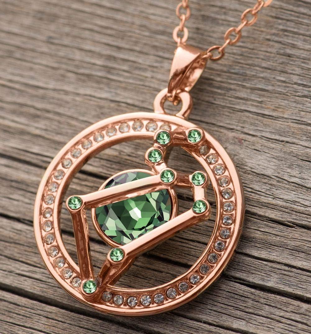 imageLeafael Superstar Zodiac Constellation Pendant Necklace Made with Premium Crystal Horoscope Jewelry Gold or Rose Gold Plated 18 2Leo 723822 Special Edition Birthstone Peridot Green