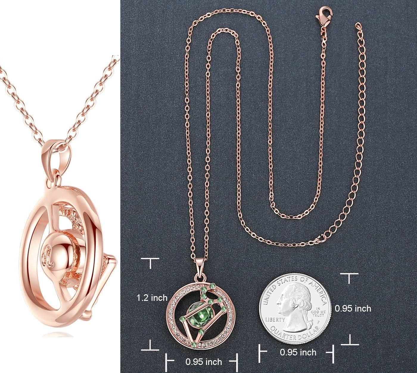 imageLeafael Superstar Zodiac Constellation Pendant Necklace Made with Premium Crystal Horoscope Jewelry Gold or Rose Gold Plated 18 2Leo 723822 Special Edition Birthstone Peridot Green