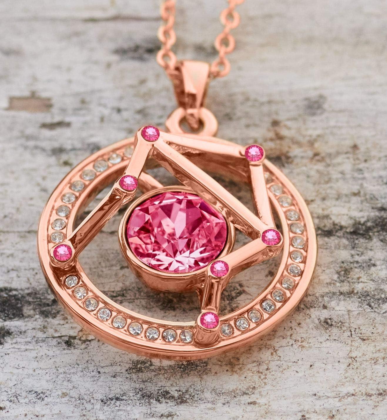 imageLeafael Superstar Zodiac Constellation Pendant Necklace Made with Premium Crystal Horoscope Jewelry Gold or Rose Gold Plated 18 2Libra 9231023 Special Edition Birthstone Rose Pink