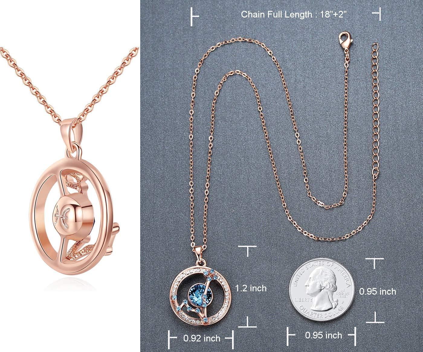 imageLeafael Superstar Zodiac Constellation Pendant Necklace Made with Premium Crystal Horoscope Jewelry Gold or Rose Gold Plated 18 2Pisces220320 Special Edition Birthstone Aquamarine Blue
