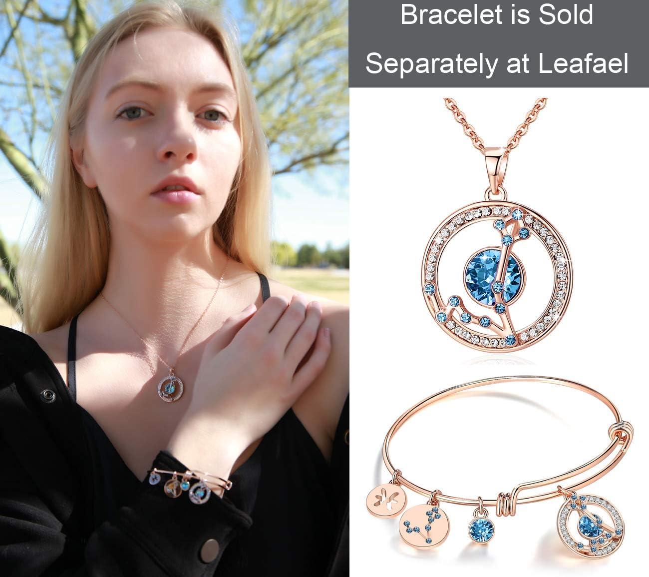 imageLeafael Superstar Zodiac Constellation Pendant Necklace Made with Premium Crystal Horoscope Jewelry Gold or Rose Gold Plated 18 2Pisces220320 Special Edition Birthstone Aquamarine Blue