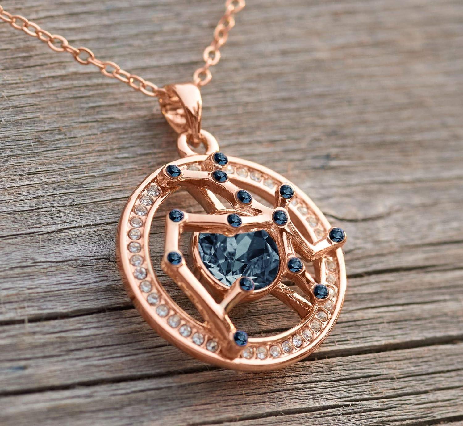 imageLeafael Superstar Zodiac Constellation Pendant Necklace Made with Premium Crystal Horoscope Jewelry Gold or Rose Gold Plated 18 2Sagittarius 11221221 Special Edition Birthstone Montana Blue