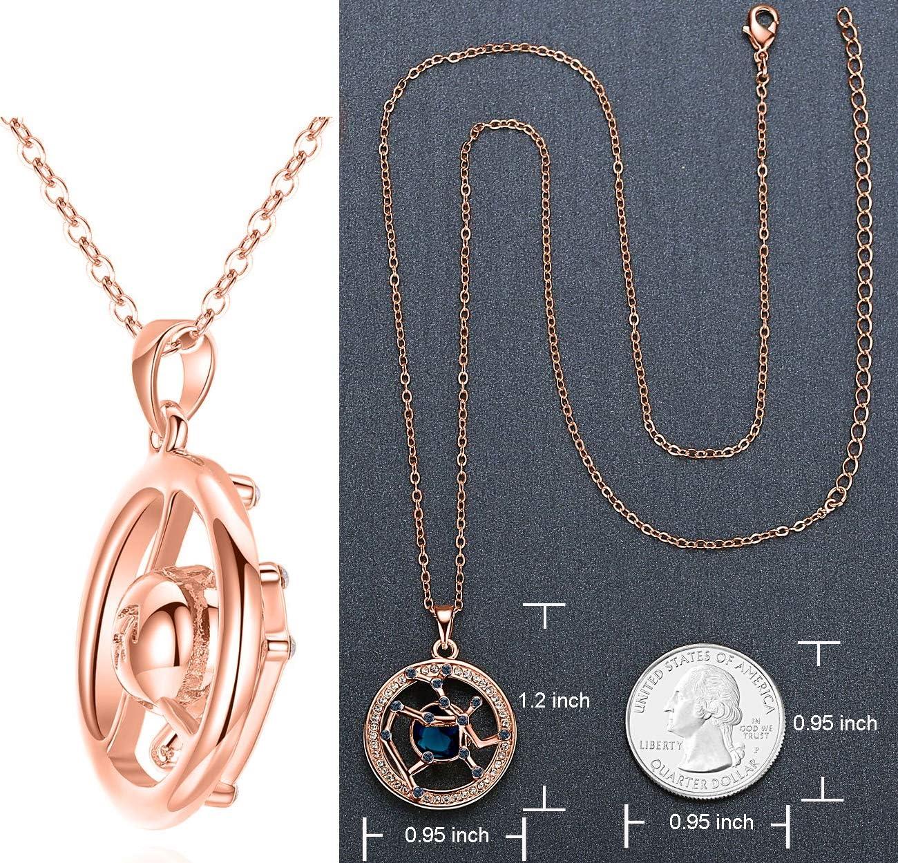 imageLeafael Superstar Zodiac Constellation Pendant Necklace Made with Premium Crystal Horoscope Jewelry Gold or Rose Gold Plated 18 2Sagittarius 11221221 Special Edition Birthstone Montana Blue