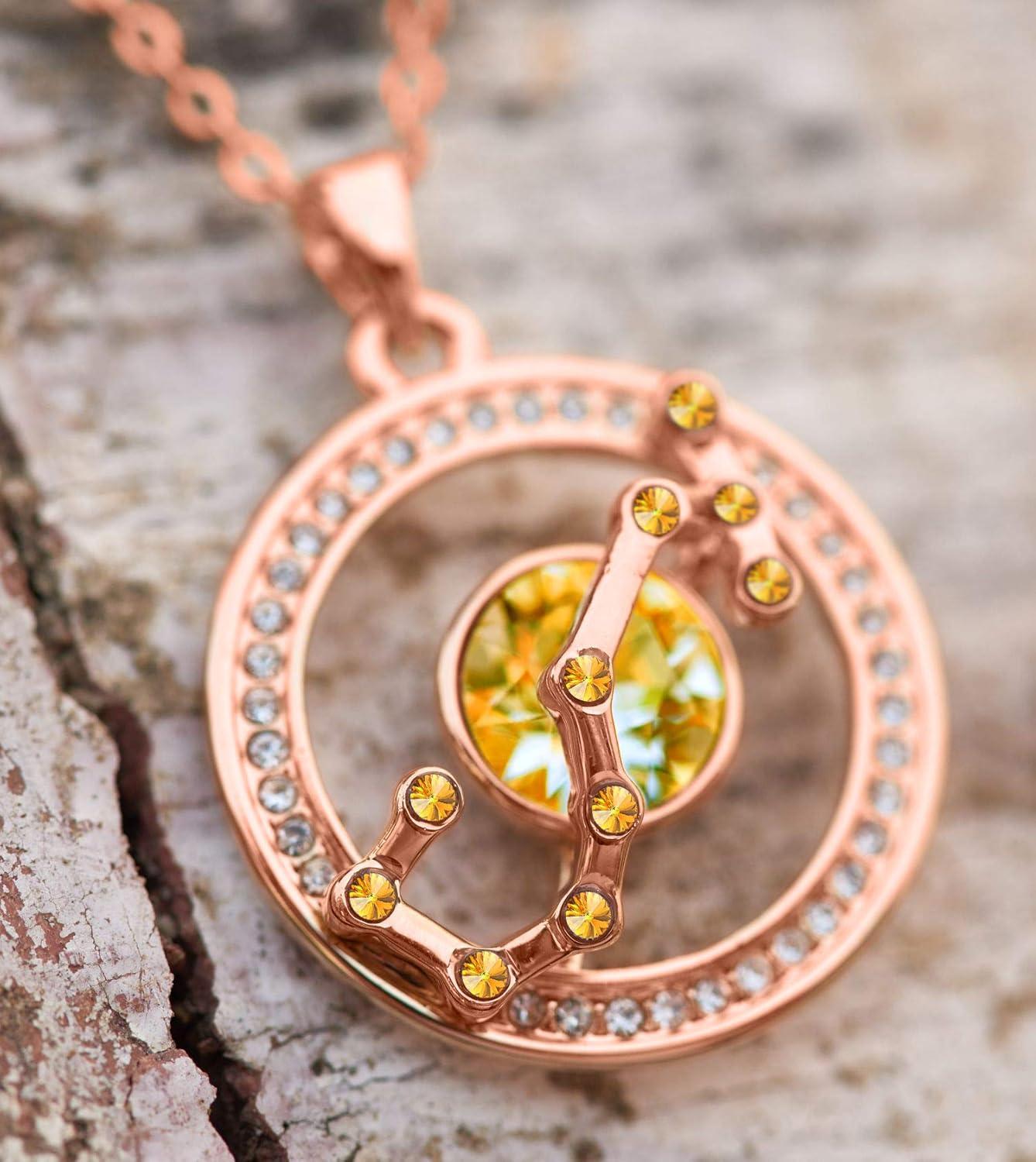 imageLeafael Superstar Zodiac Constellation Pendant Necklace Made with Premium Crystal Horoscope Jewelry Gold or Rose Gold Plated 18 2Scorpio 10231122 Special Edition Birthstone Topaz Yellow