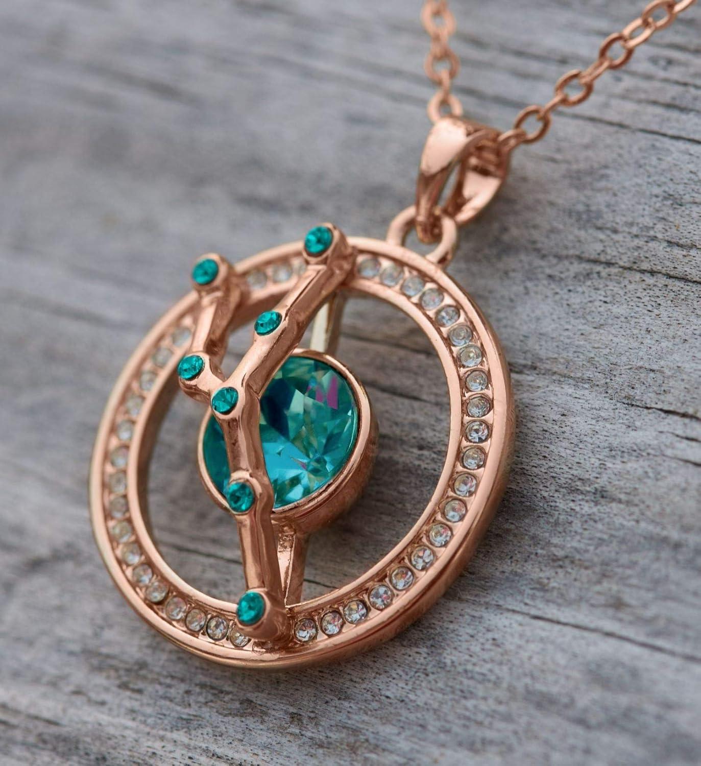 imageLeafael Superstar Zodiac Constellation Pendant Necklace Made with Premium Crystal Horoscope Jewelry Gold or Rose Gold Plated 18 2Taurus 420520 Special Edition Birthstone Emerald Green