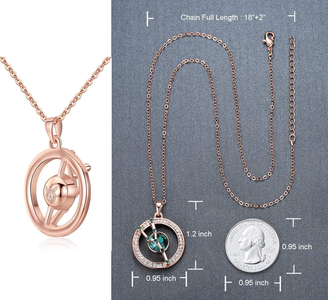 imageLeafael Superstar Zodiac Constellation Pendant Necklace Made with Premium Crystal Horoscope Jewelry Gold or Rose Gold Plated 18 2Taurus 420520 Special Edition Birthstone Emerald Green