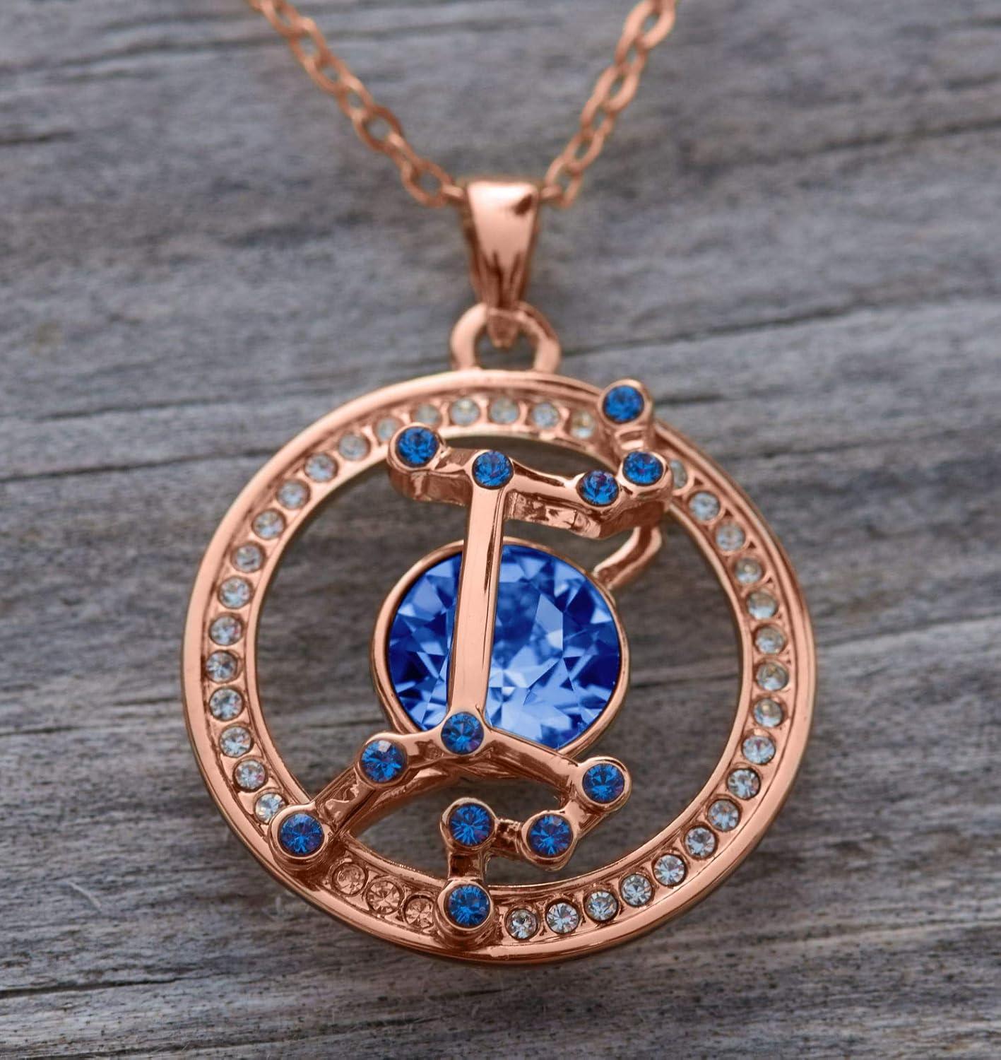 imageLeafael Superstar Zodiac Constellation Pendant Necklace Made with Premium Crystal Horoscope Jewelry Gold or Rose Gold Plated 18 2Virgo 823922 Special Edition Birthstone Sapphire Blue