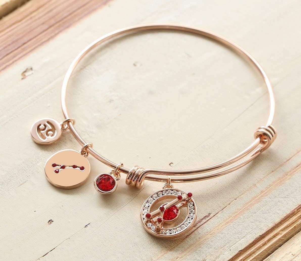 imageLeafael Superstar Zodiac Expandable Bangle Bracelet Made with Premium Crystals Horoscope Constellation October November Birthstone Topaz Brown Jewelry Rose Gold Plated 7Cancer 622722 Special Edition Birthstone Siam Ruby Red