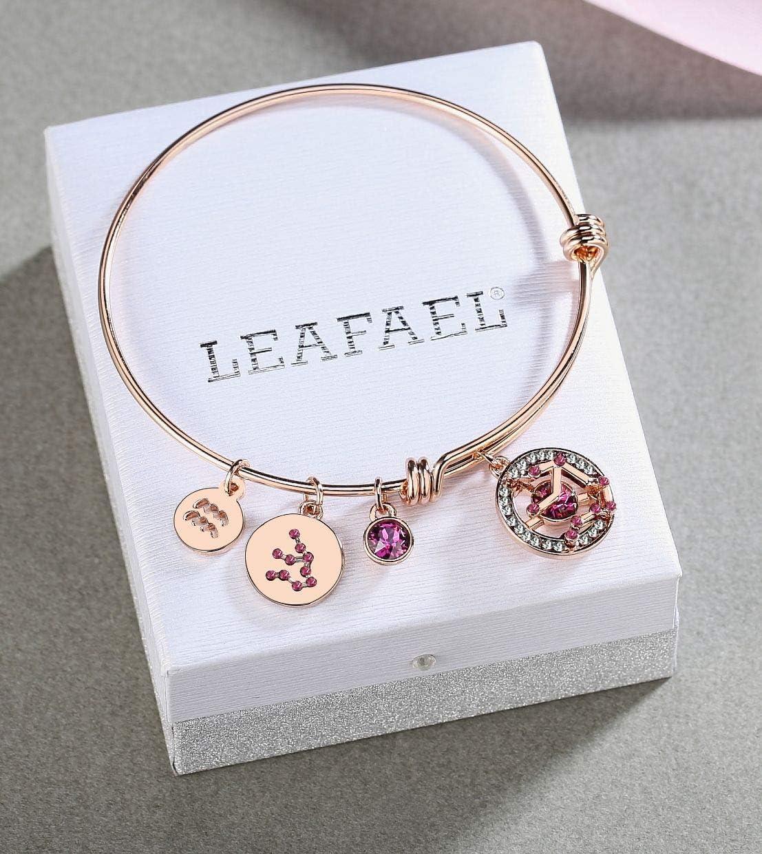 imageLeafael Superstar Zodiac Expandable Bangle Bracelet Made with Premium Crystals Horoscope Constellation October November Birthstone Topaz Brown Jewelry Rose Gold Plated 7Aquarius 121219 Special Edition Birthstone Amethyst Dark Pink