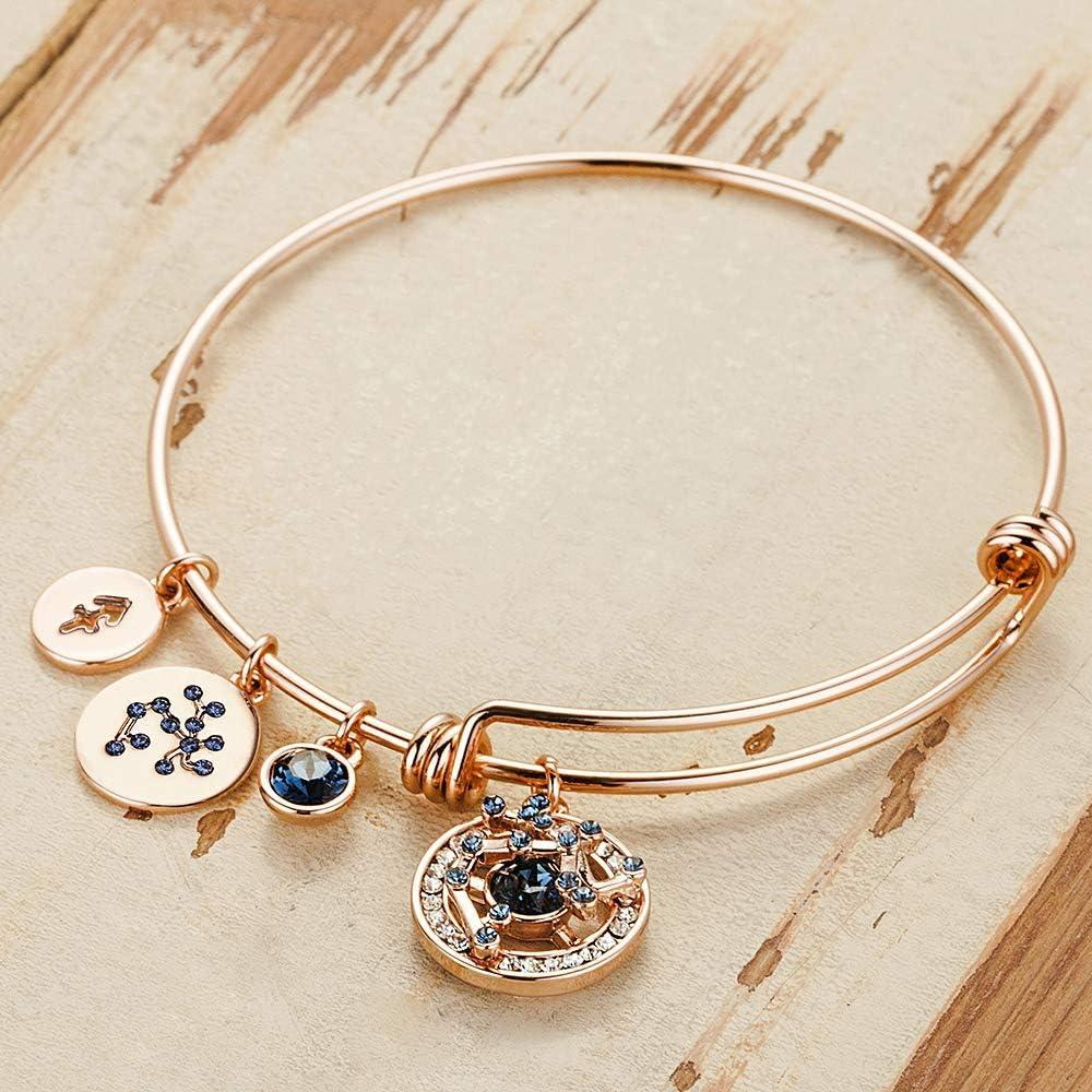 imageLeafael Superstar Zodiac Expandable Bangle Bracelet Made with Premium Crystals Horoscope Constellation October November Birthstone Topaz Brown Jewelry Rose Gold Plated 7Sagittarius 11221221 Special Edition Birthstone Montana Blue