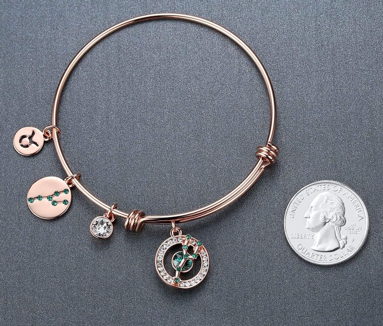 imageLeafael Superstar Zodiac Expandable Bangle Bracelet Made with Premium Crystals Horoscope Constellation October November Birthstone Topaz Brown Jewelry Rose Gold Plated 7Taurus 420520 Special Edition Birthstone Emerald Green